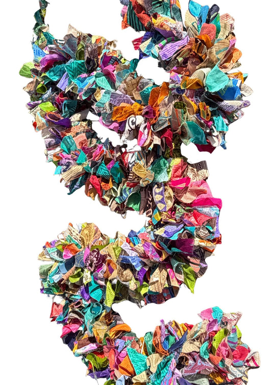Eco friendly colourful tinsel! Ethical, sustainable and planet friendly. Handmade ethical Christmas decor. Long eco tinsel. Festive garland