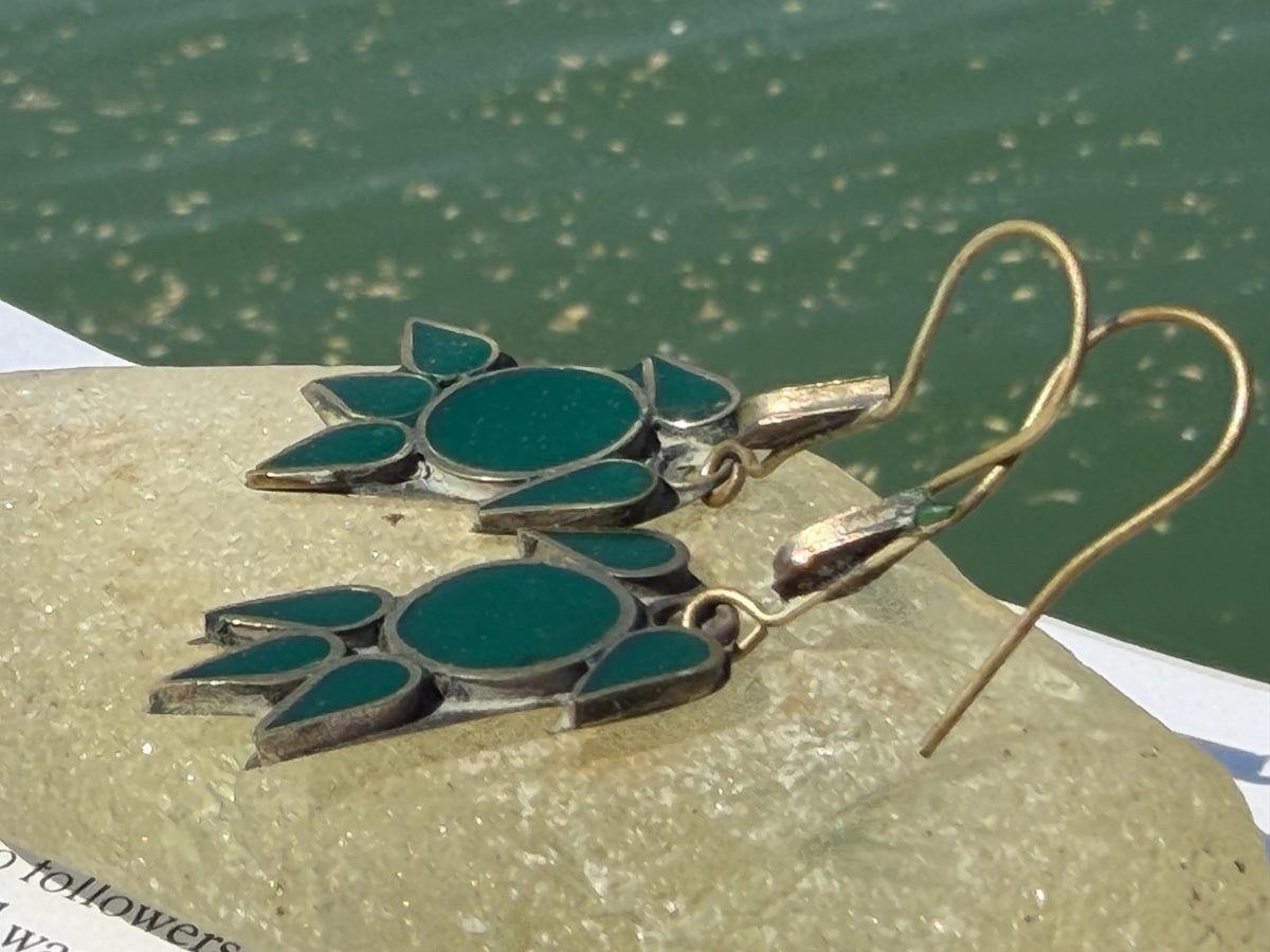 Gypsy jewellery, vintage turtle earrings, green jewellery, ethical jewellery, gypsy earrings, romantic gifts, eco friendly jewellery