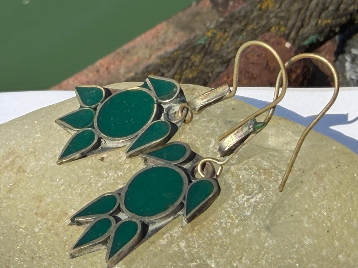 Gypsy jewellery, vintage turtle earrings, green jewellery, ethical jewellery, gypsy earrings, romantic gifts, eco friendly jewellery