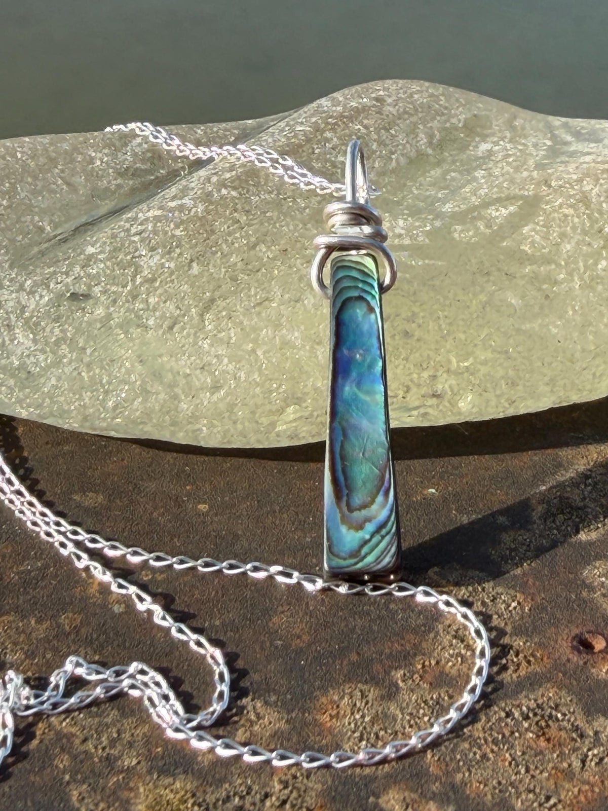 Eco friendly abalone necklace. Abalone jewellery, abalone pendant. Unusual gift for her. Unique necklace, boho pendant, handmade jewellery.