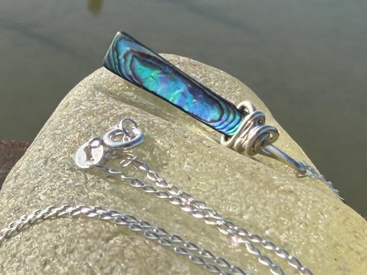 Eco friendly abalone necklace. Abalone jewellery, abalone pendant. Unusual gift for her. Unique necklace, boho pendant, handmade jewellery.