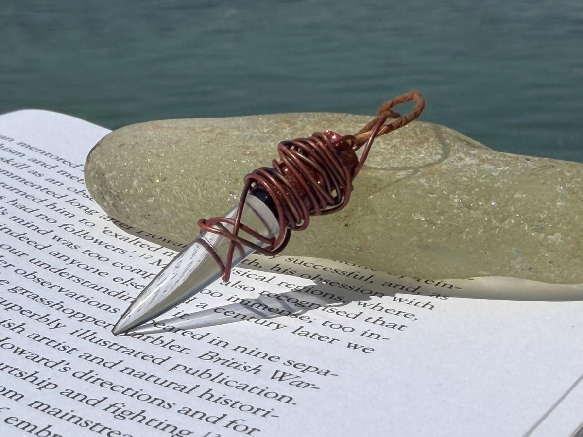 Eco friendly handmade necklace made from ethical quartz & naturally weathered recycled copper. Ethical jewellery. Unique handmade jewellery.