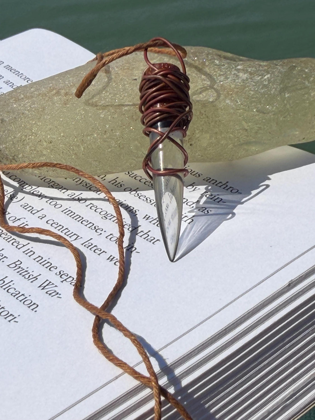 Eco friendly handmade necklace made from ethical quartz & naturally weathered recycled copper. Ethical jewellery. Unique handmade jewellery.