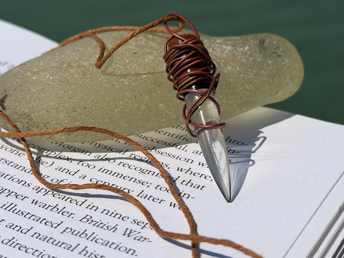 Eco friendly handmade necklace made from ethical quartz & naturally weathered recycled copper. Ethical jewellery. Unique handmade jewellery.