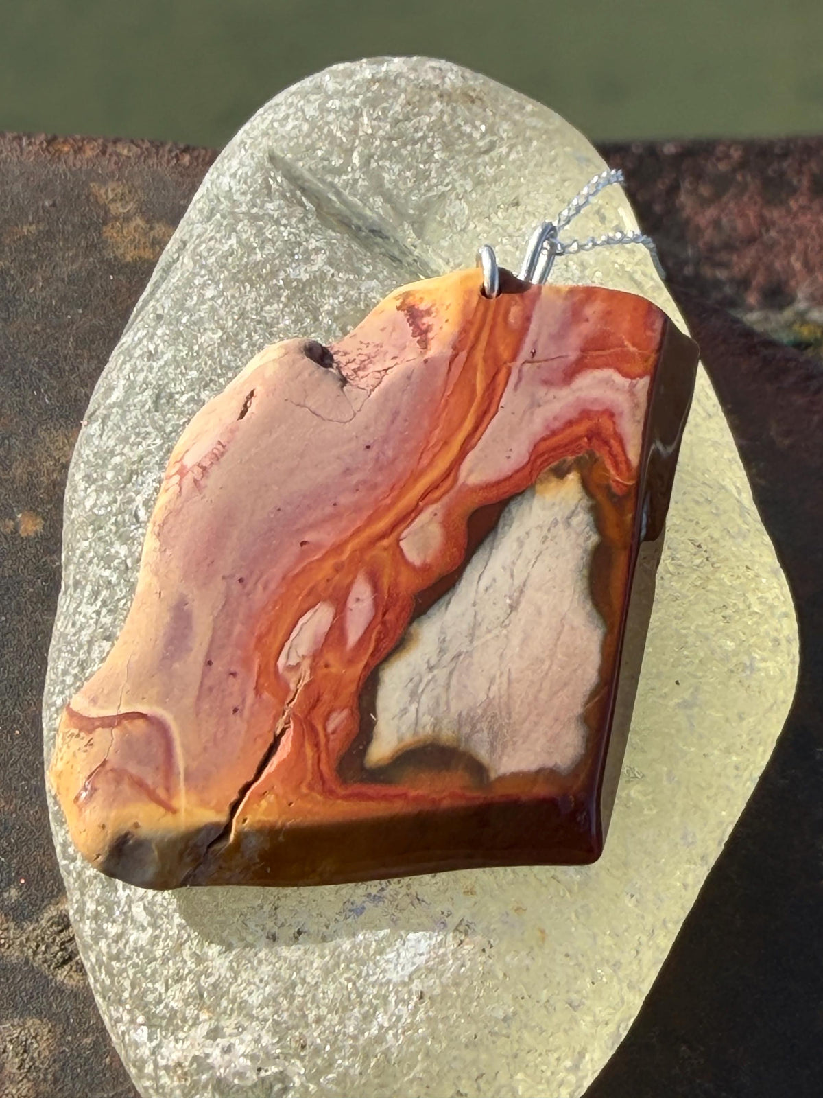Stunning rhyolite necklace, ethical jewellery, bohemian necklace, unusual jewellery, unique gemstone pendant, orange gemstone necklace