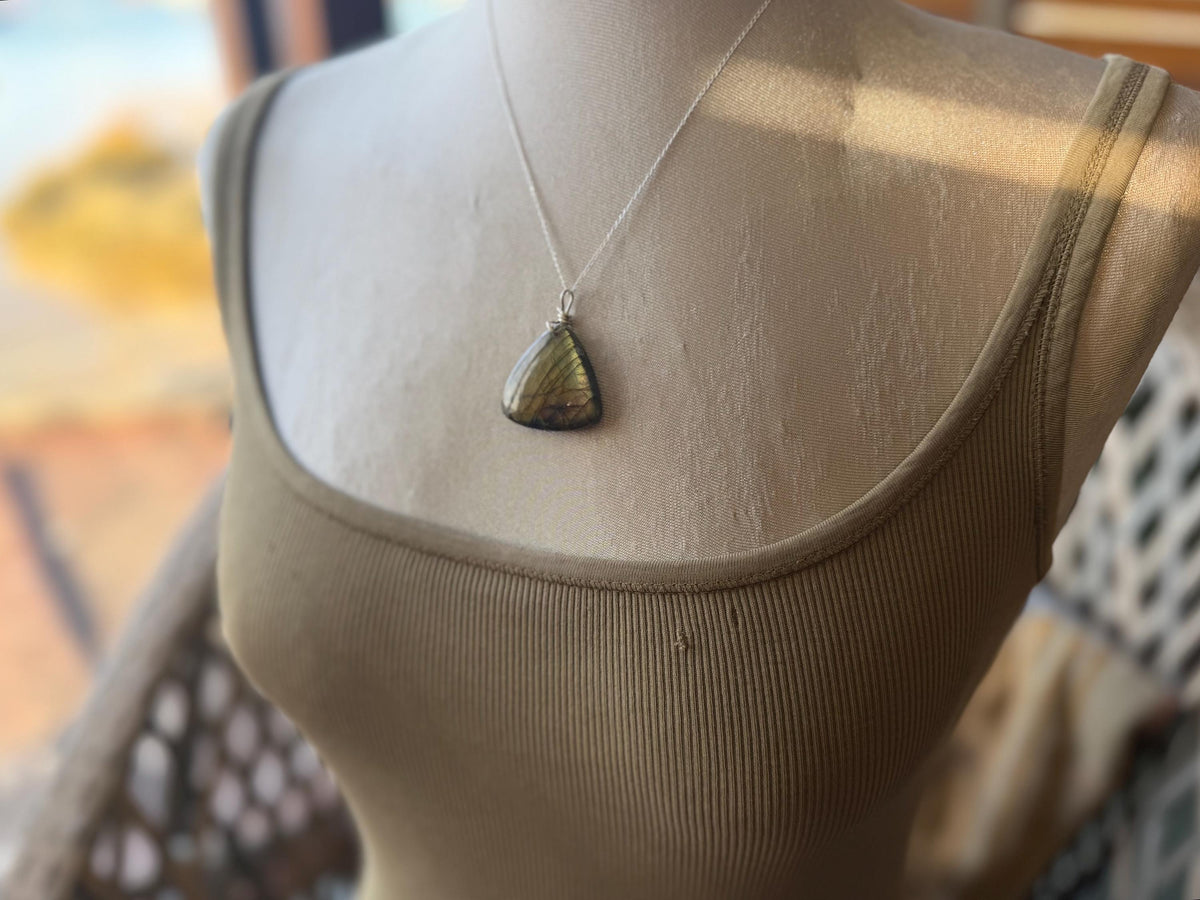 Gold labradorite necklace, labradorite jewellery, boho gift for her, unusual necklace, ethical jewellery, handmade labradorite pendant