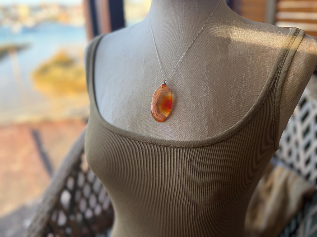 Agate necklace, ethical jewellery, bohemian necklace, unusual jewellery, agate pendant, white gemstone necklace. Boho jewellery