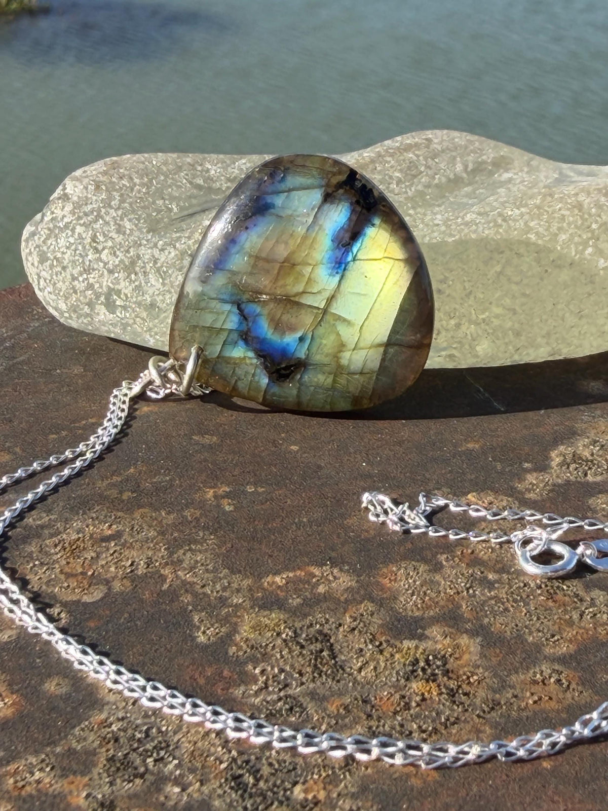 Gold labradorite necklace, labradorite jewellery, boho gift for her, unusual necklace, ethical jewellery, handmade labradorite pendant
