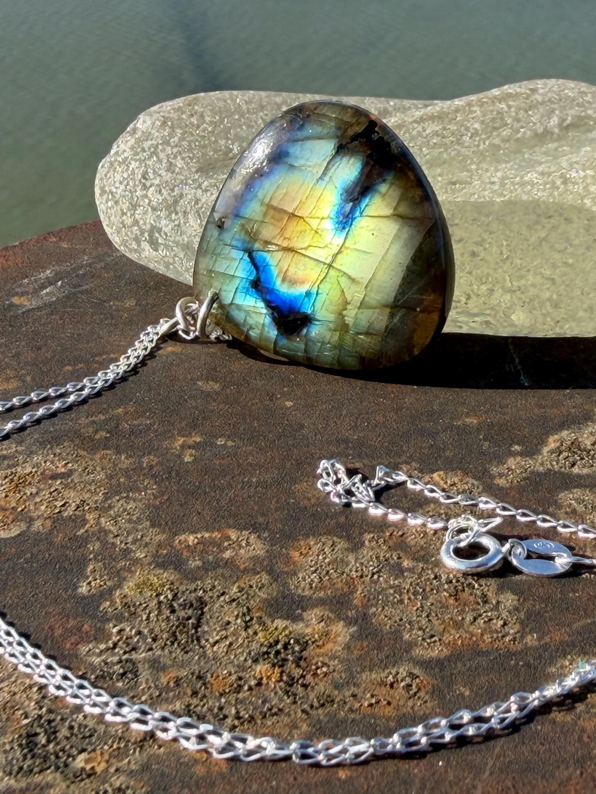 Gold labradorite necklace, labradorite jewellery, boho gift for her, unusual necklace, ethical jewellery, handmade labradorite pendant