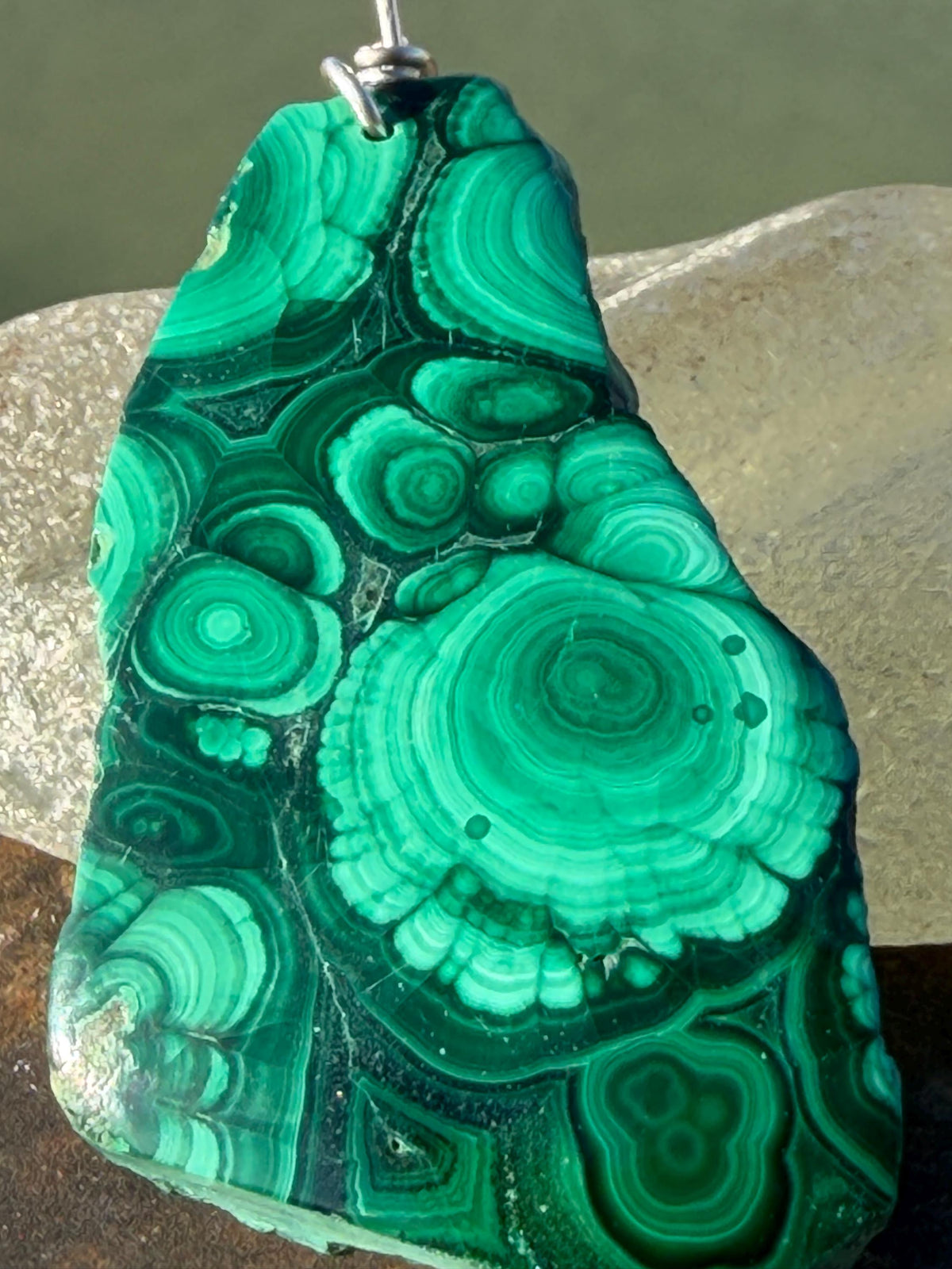 LARGE Azurite malachite necklace, malachite pendant, large gemstone necklace, green gemstone, Handmade gemstone necklace, boho gift for her