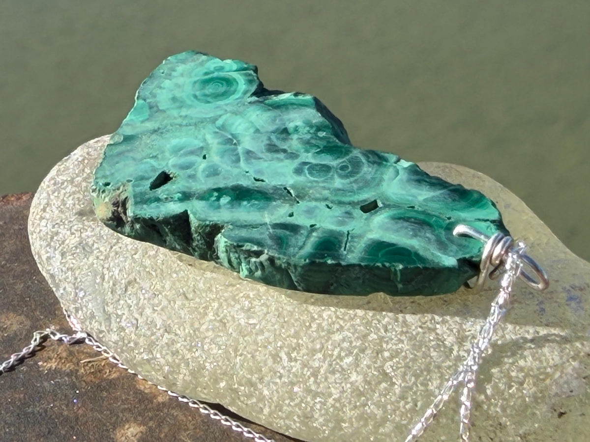 LARGE Azurite malachite necklace, malachite pendant, large gemstone necklace, green gemstone, Handmade gemstone necklace, boho gift for her