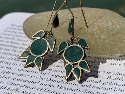 Gypsy jewellery, vintage turtle earrings, green jewellery, ethical jewellery, gypsy earrings, romantic gifts, eco friendly jewellery