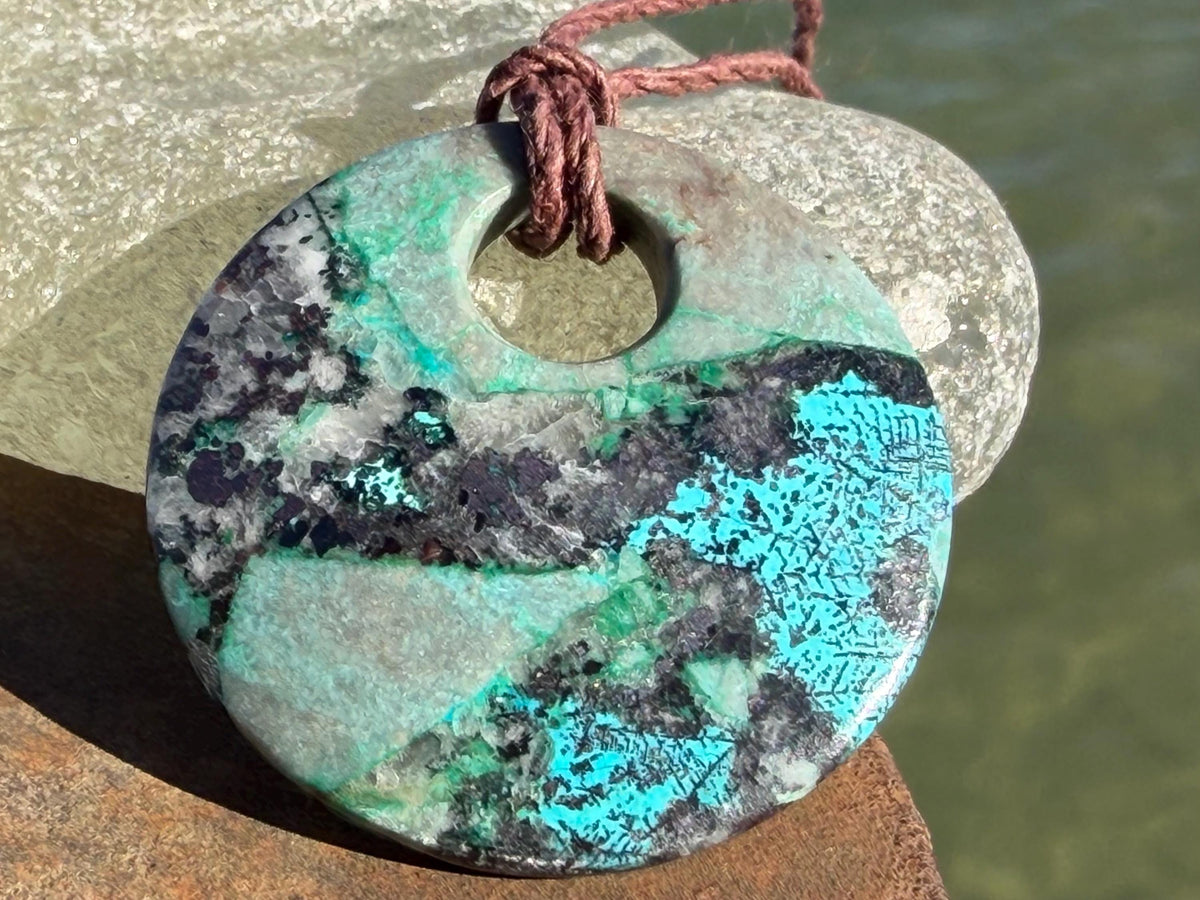 Chrysocolla Malachite necklace, ethical jewellery, bohemian necklace, unusual jewellery, malachite pendant, blue gemstone necklace