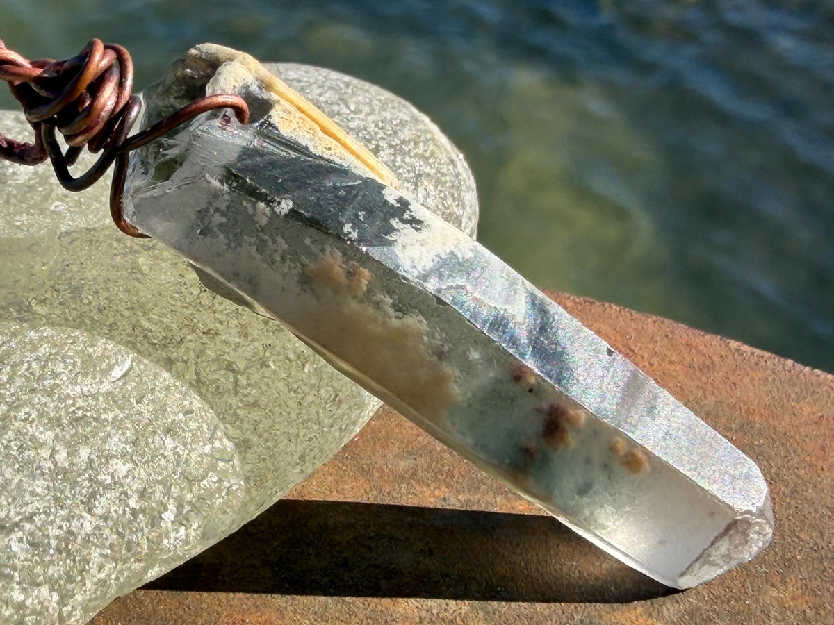 Raw moss agate necklace. Rustic moss agate pendant, large gemstone necklace, green gemstone, gift for gardener. Handmade necklace.
