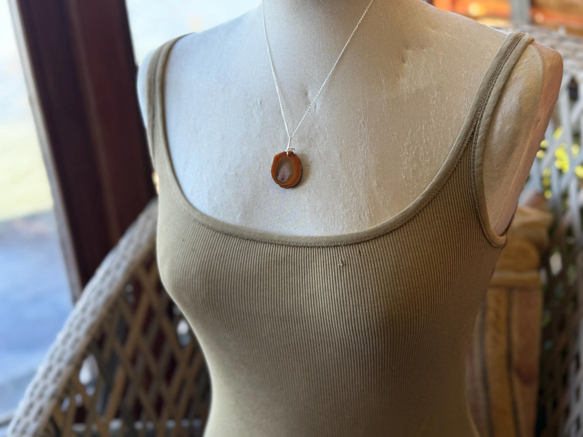 Agate necklace, ethical jewellery, bohemian necklace, unusual jewellery, agate pendant, white gemstone necklace. Boho jewellery