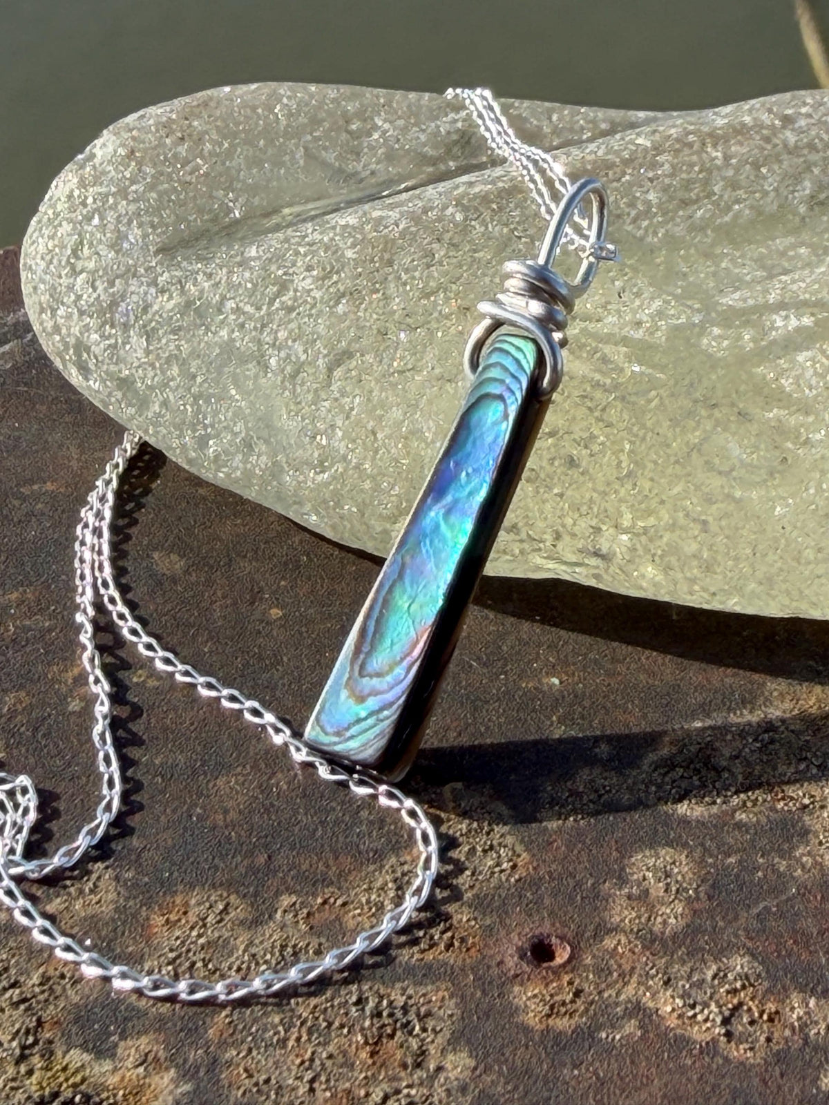 Eco friendly abalone necklace. Abalone jewellery, abalone pendant. Unusual gift for her. Unique necklace, boho pendant, handmade jewellery.