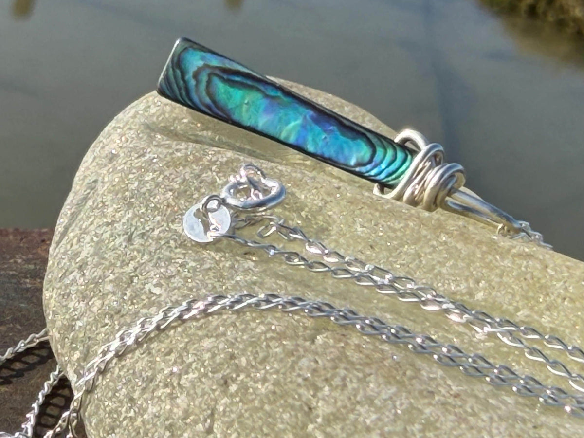 Eco friendly abalone necklace. Abalone jewellery, abalone pendant. Unusual gift for her. Unique necklace, boho pendant, handmade jewellery.