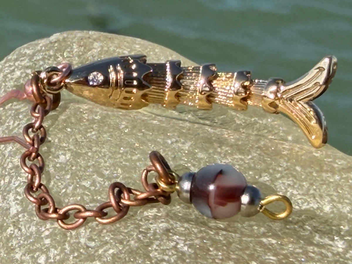 Articulated fish earrings. Articulated jewellery. Eco friendly handmade jewellery.  Boho unusual earrings. Ethical and unique earrings.