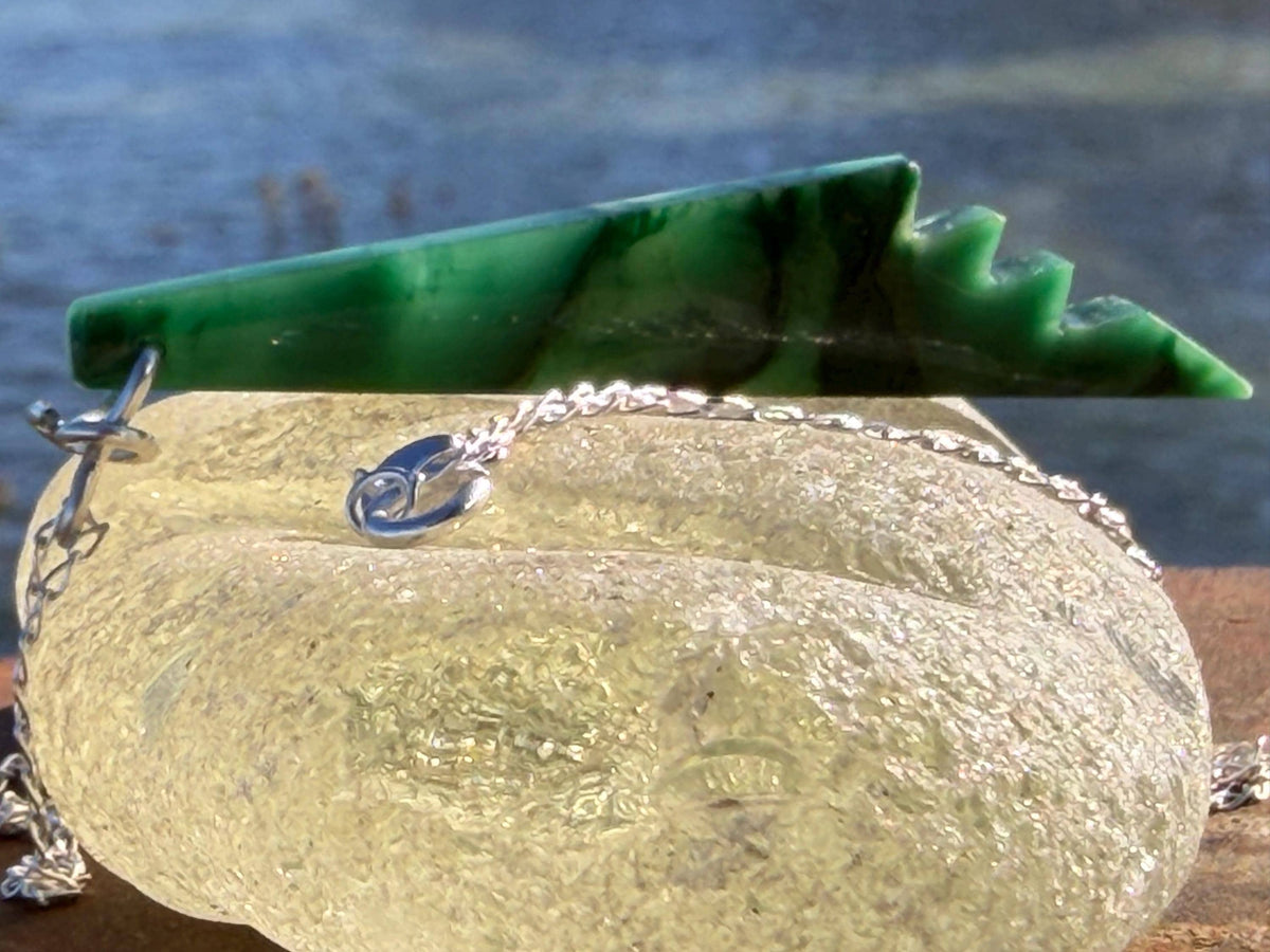 African Jade gemstone necklace on recycled sterling silver. Ethical jewellery, green gemstone. Stunning unique jewellery. Unique gifts