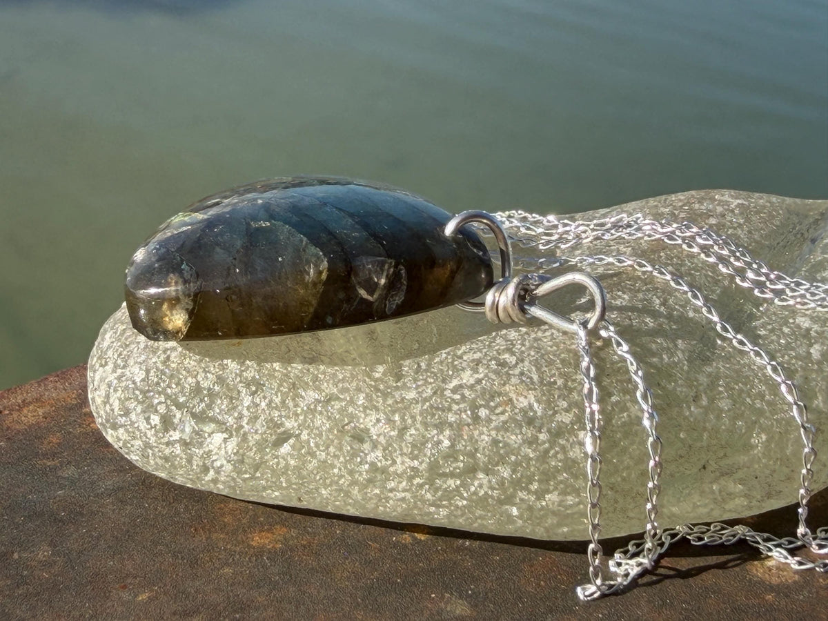 Gold labradorite necklace, labradorite jewellery, boho gift for her, unusual necklace, ethical jewellery, handmade labradorite pendant
