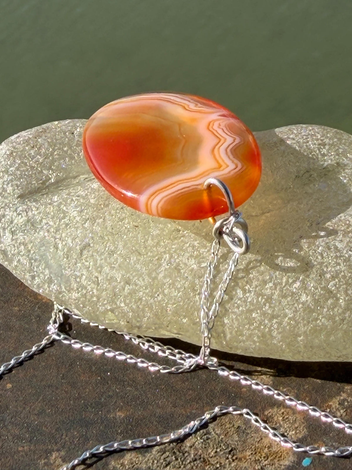 Agate necklace, ethical jewellery, bohemian necklace, unusual jewellery, agate pendant, white gemstone necklace. Boho jewellery