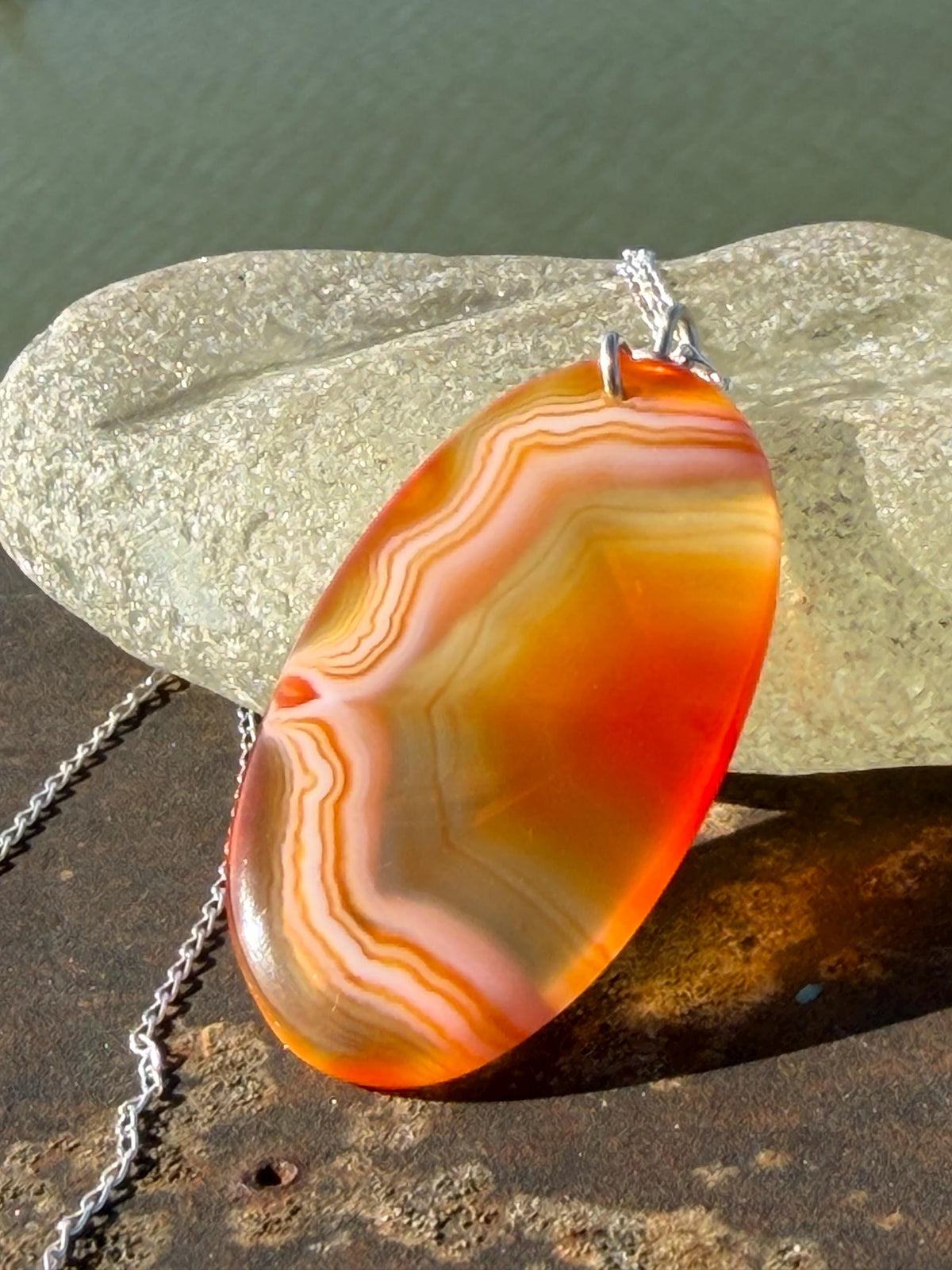 Agate necklace, ethical jewellery, bohemian necklace, unusual jewellery, agate pendant, white gemstone necklace. Boho jewellery