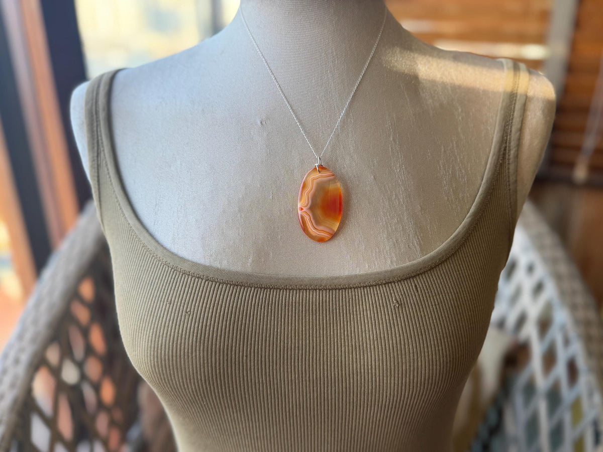 Agate necklace, ethical jewellery, bohemian necklace, unusual jewellery, agate pendant, white gemstone necklace. Boho jewellery