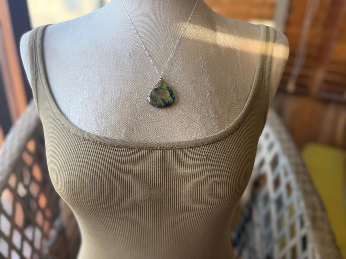 Gold labradorite necklace, labradorite jewellery, boho gift for her, unusual necklace, ethical jewellery, handmade labradorite pendant