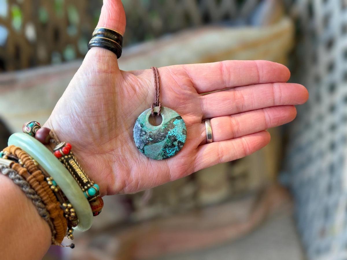 Chrysocolla Malachite necklace, ethical jewellery, bohemian necklace, unusual jewellery, malachite pendant, blue gemstone necklace