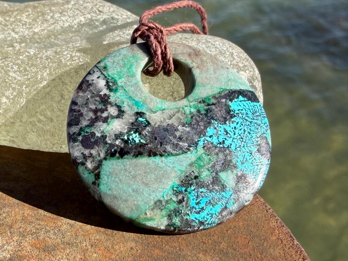 Chrysocolla Malachite necklace, ethical jewellery, bohemian necklace, unusual jewellery, malachite pendant, blue gemstone necklace