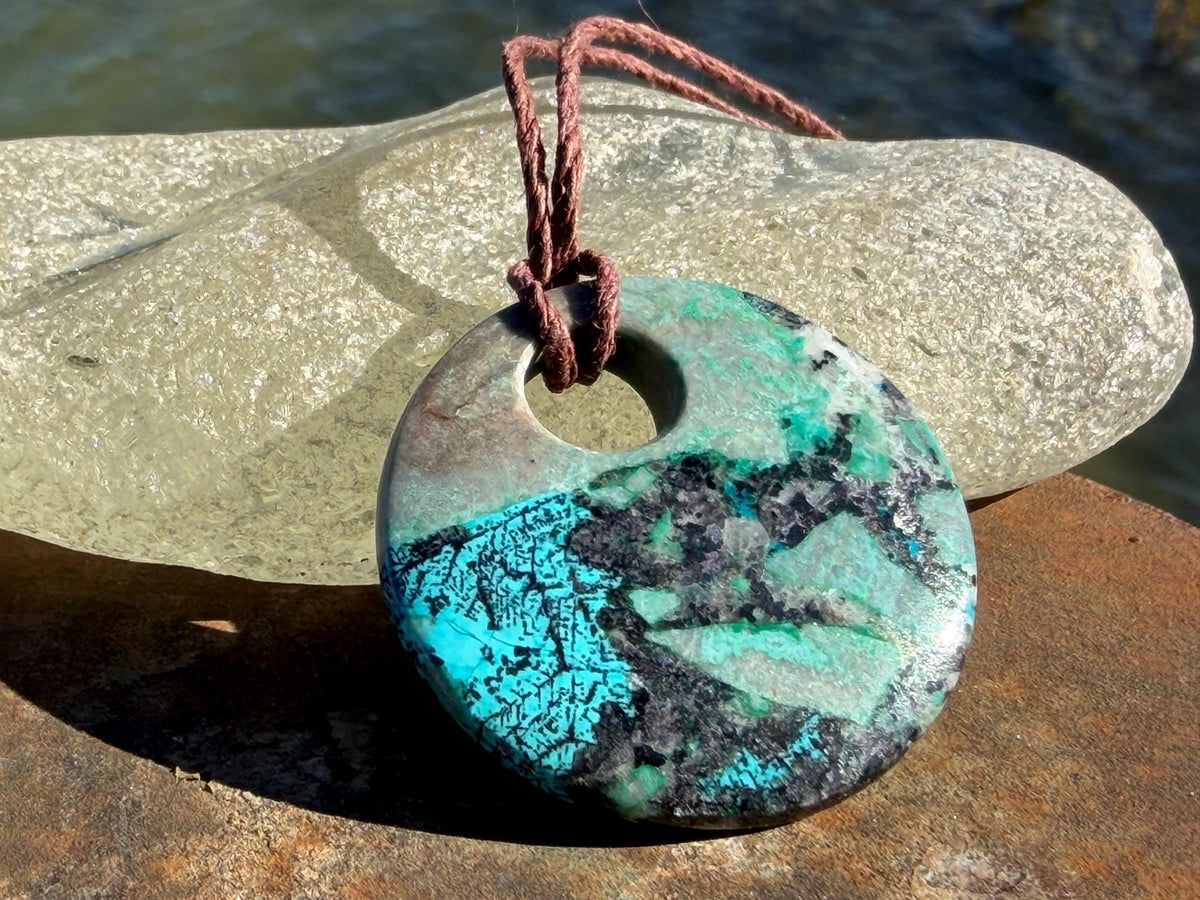 Chrysocolla Malachite necklace, ethical jewellery, bohemian necklace, unusual jewellery, malachite pendant, blue gemstone necklace