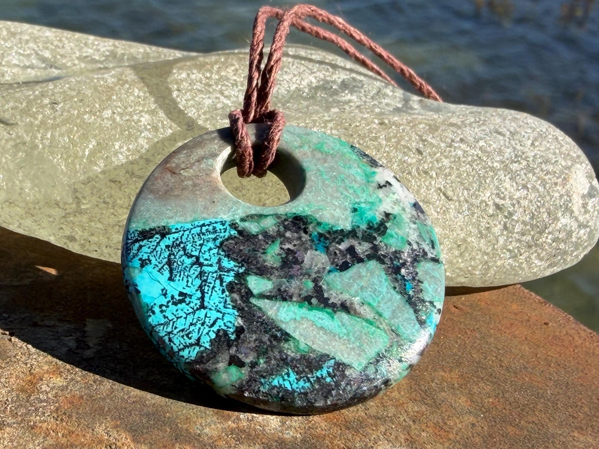 Chrysocolla Malachite necklace, ethical jewellery, bohemian necklace, unusual jewellery, malachite pendant, blue gemstone necklace