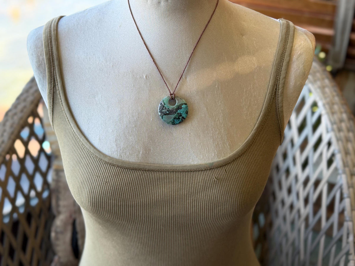 Chrysocolla Malachite necklace, ethical jewellery, bohemian necklace, unusual jewellery, malachite pendant, blue gemstone necklace