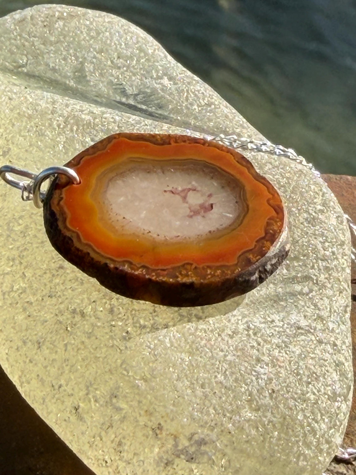 Agate necklace, ethical jewellery, bohemian necklace, unusual jewellery, agate pendant, white gemstone necklace. Boho jewellery