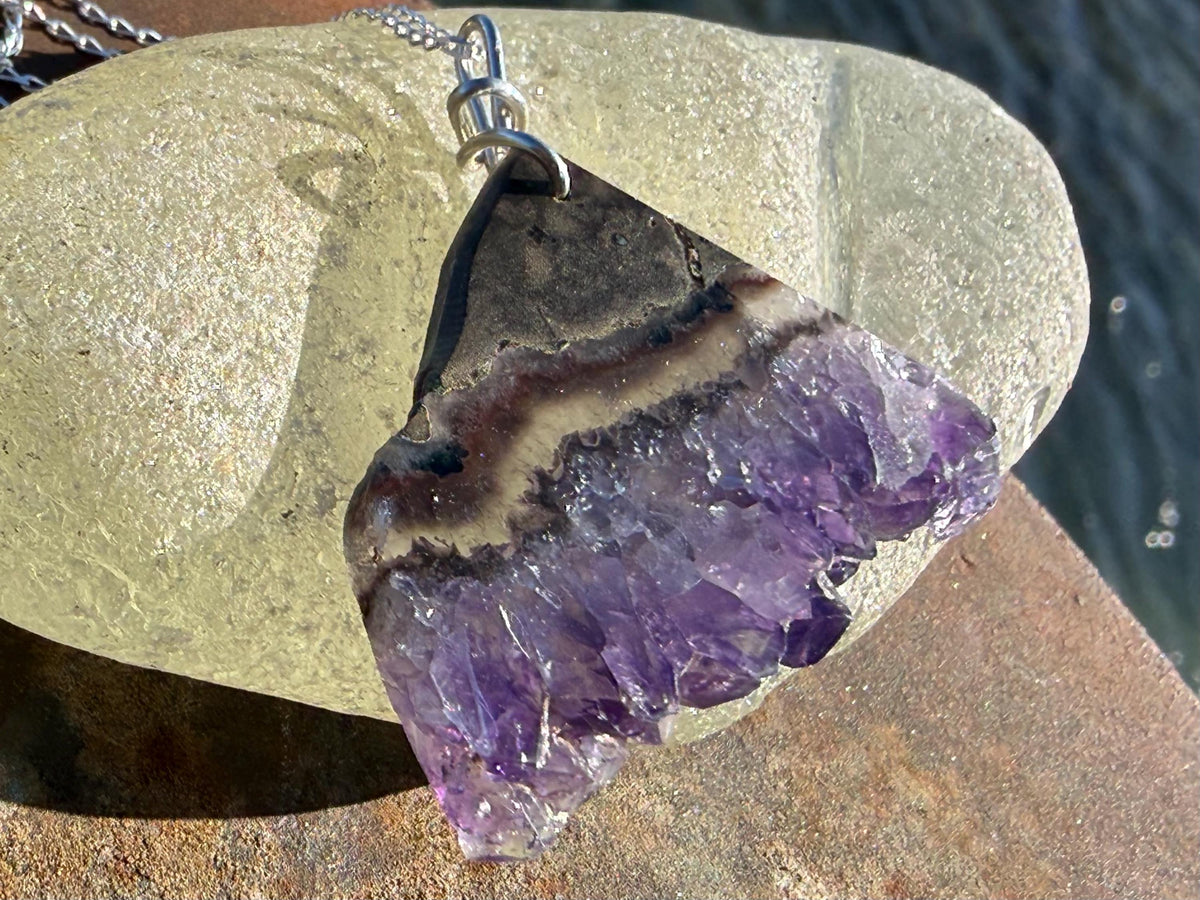 Amethyst pendant, amethyst necklace, amethyst jewellery, unusual gift for him, boho handmade necklace, romantic gift for her, boho pendant