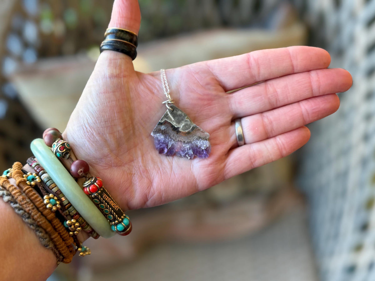 Amethyst pendant, amethyst necklace, amethyst jewellery, unusual gift for him, boho handmade necklace, romantic gift for her, boho pendant