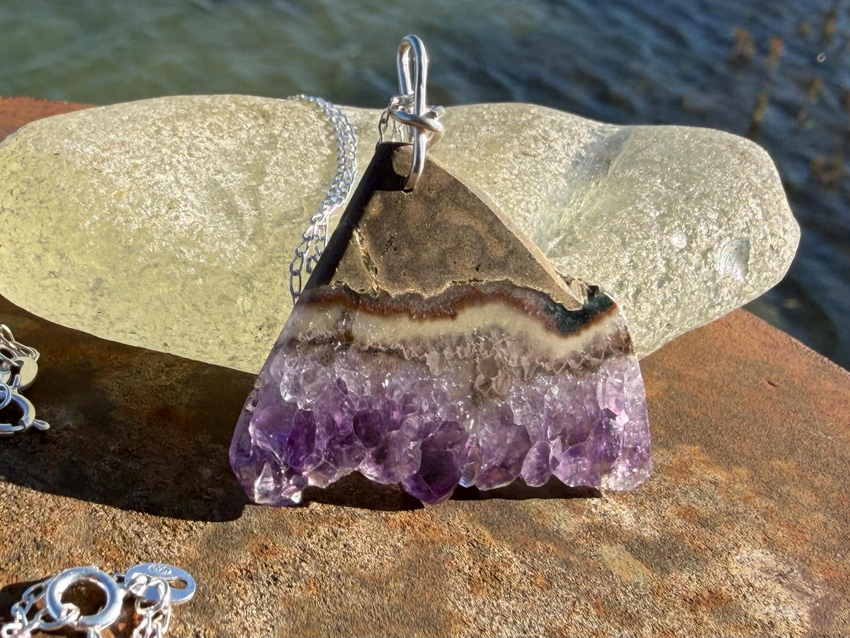 Amethyst pendant, amethyst necklace, amethyst jewellery, unusual gift for him, boho handmade necklace, romantic gift for her, boho pendant