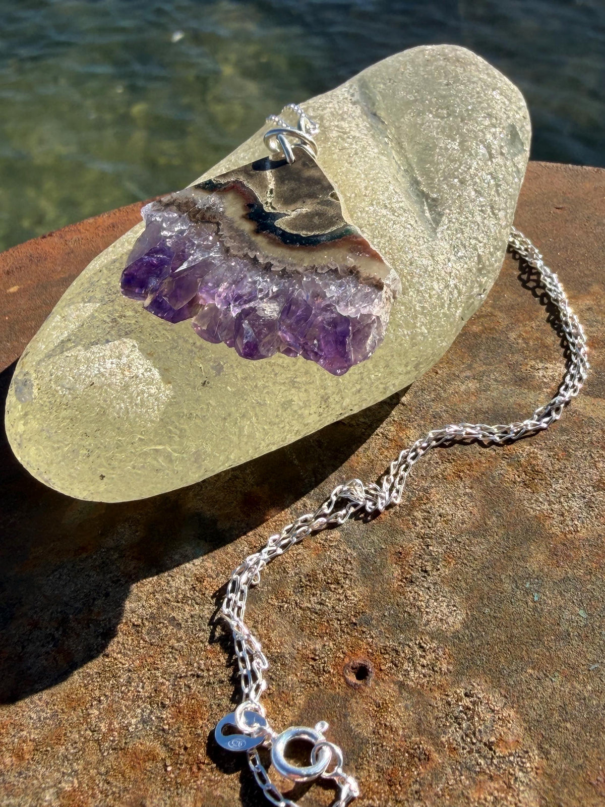 Amethyst pendant, amethyst necklace, amethyst jewellery, unusual gift for him, boho handmade necklace, romantic gift for her, boho pendant