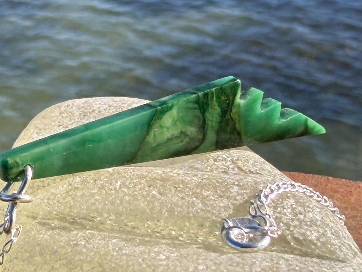 African Jade gemstone necklace on recycled sterling silver. Ethical jewellery, green gemstone. Stunning unique jewellery. Unique gifts