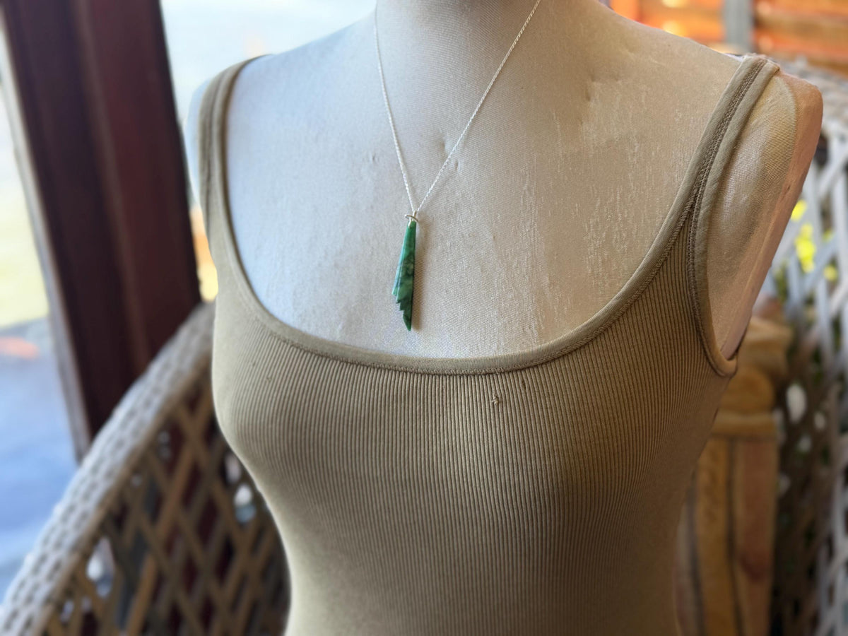 African Jade gemstone necklace on recycled sterling silver. Ethical jewellery, green gemstone. Stunning unique jewellery. Unique gifts