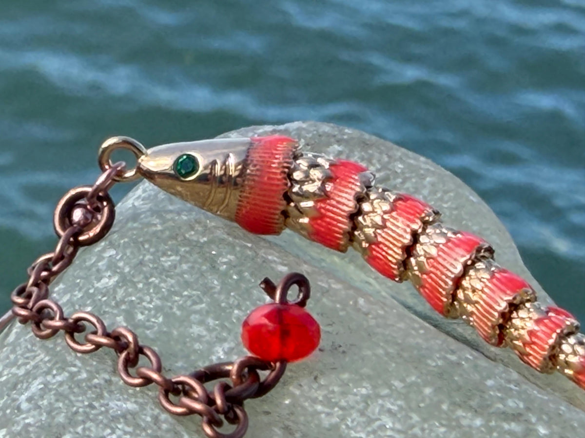 Red articulated fish earrings. Articulated jewellery. Eco friendly handmade jewellery.  Boho unusual earrings. Ethical and unique earrings.