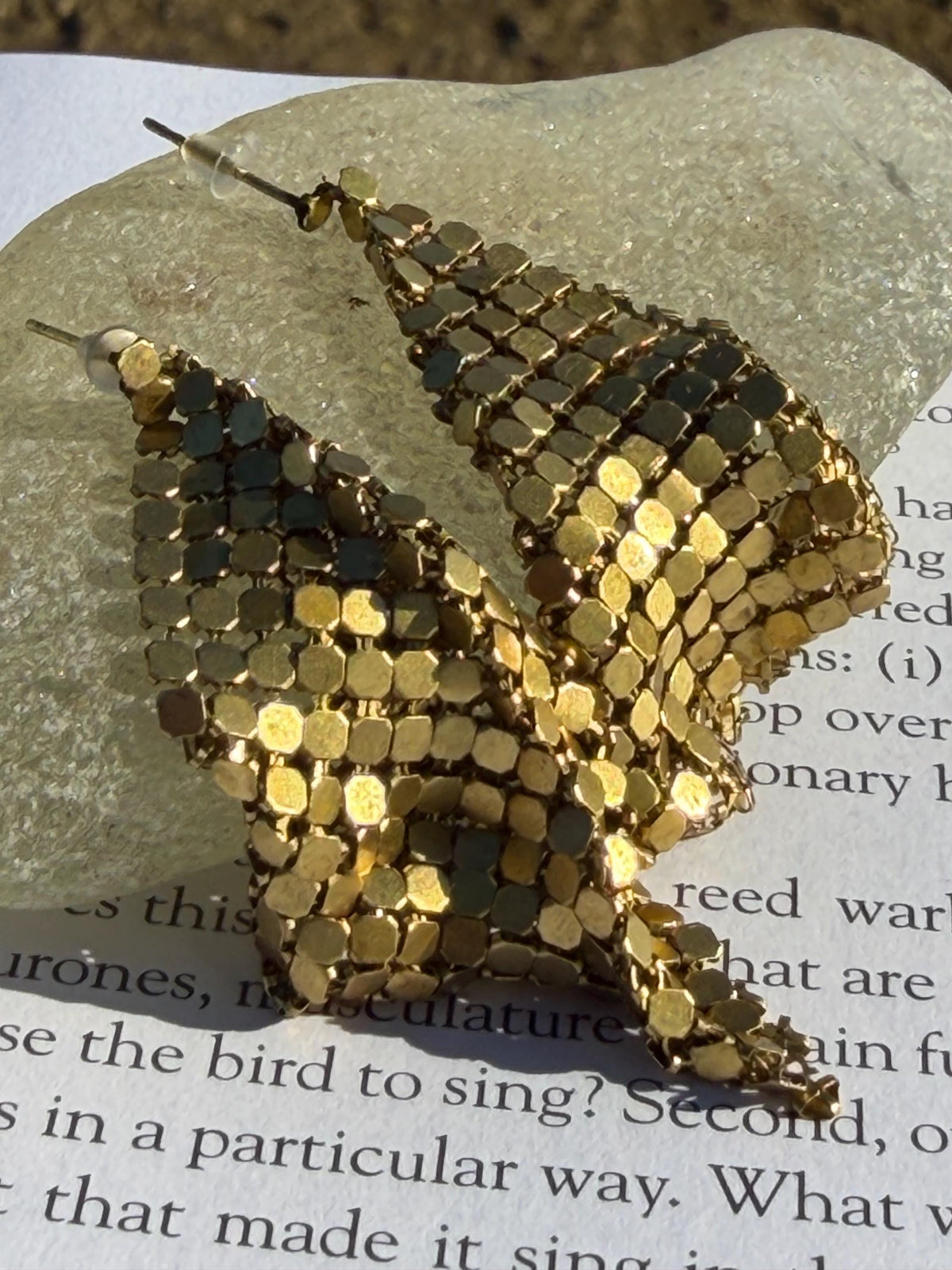 Eco friendly jewellery. Handmade ethical earrings made with recycled brass. Ethical boho dangly earrings. Gold party earrings.